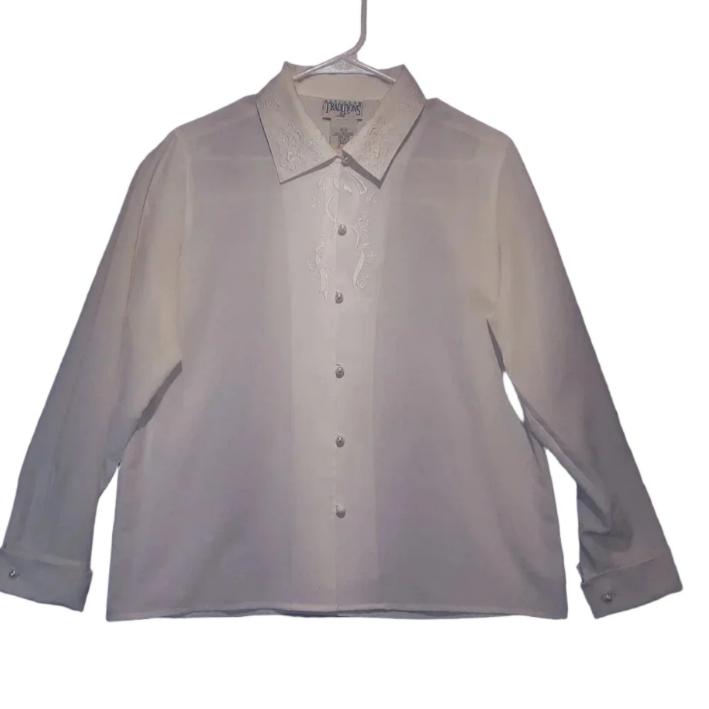 Women's Ivory Embroidered  Blouse in size M